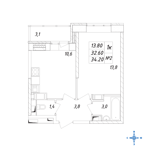 Планировка квартиры в ЖК Химки