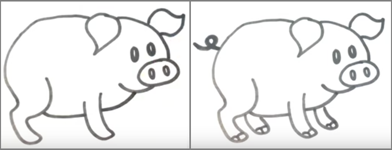 Рисунок свинки пошагово